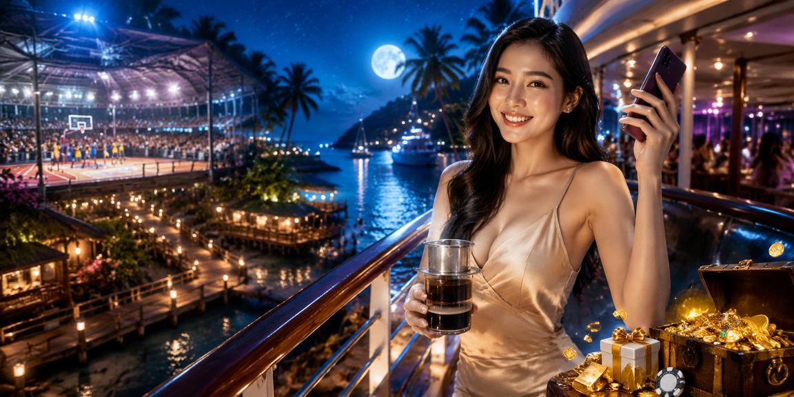Người dùng tại Côn Đảo xem kèo bóng rổ và cá cược trực tuyến cùng ly cà phê
