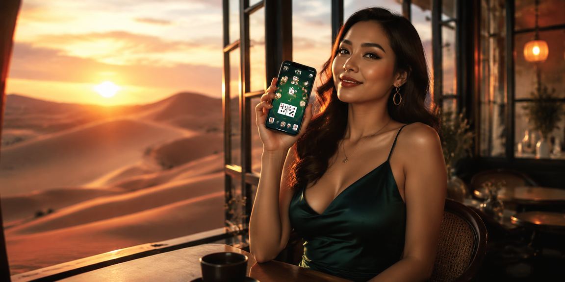 Người dùng tại Mũi Né xem kèo và kiểm tra thanh toán trên điện thoại khi uống cà phê